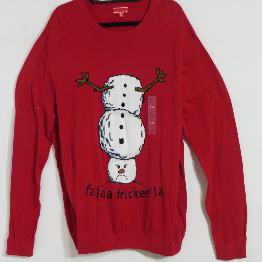 Target Mens Snowman Christmas Sweater XXL Red Humor Grumpy Sarcastic Oversized